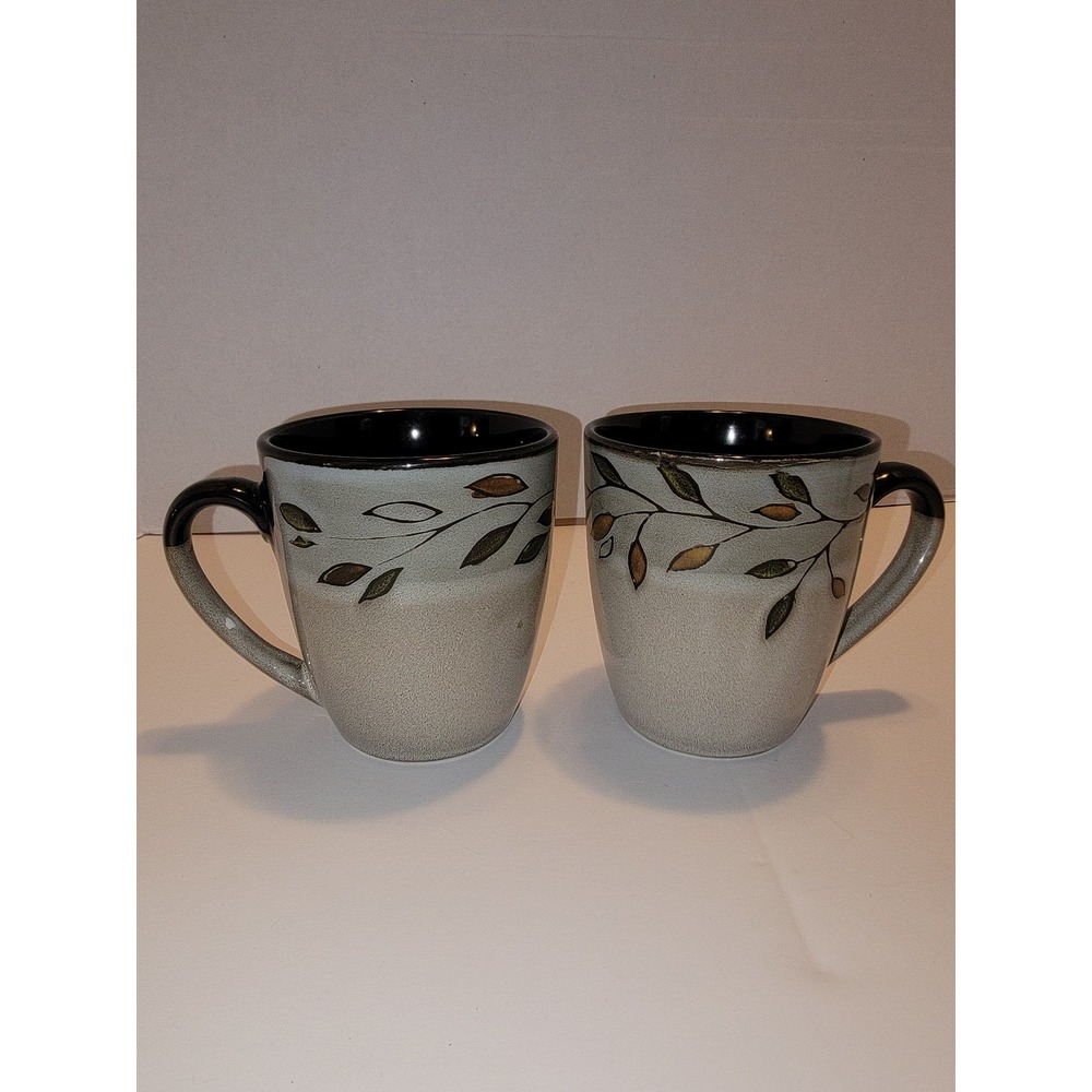 PFALTZGRAFF Pastoral Leaves 12 FL Oz Coffee Mug Set Of 2 Beige Green